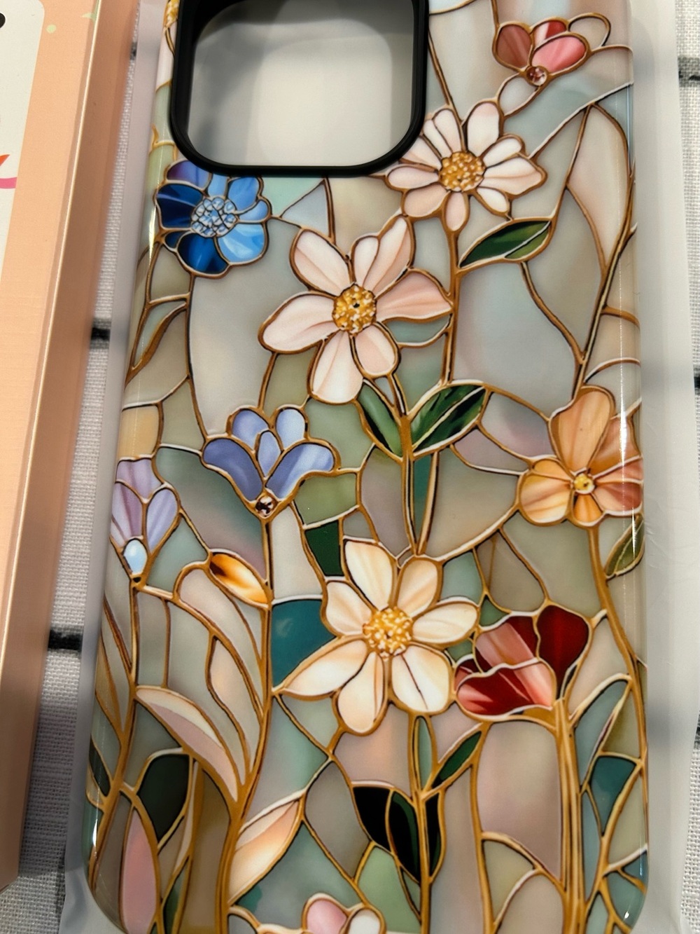 (NEW) Stained Glass Floral iPhone Case - Multicolor Flowers iPhone 16 Pro Max
